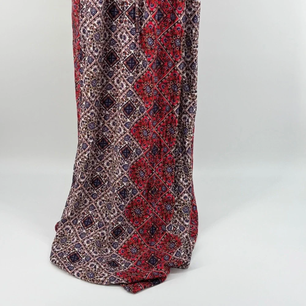 Alya Maxi Dress Women Size S Red‎ Blue Boho Patchwork Lace Up Summer Coastal - Picture 4 of 10